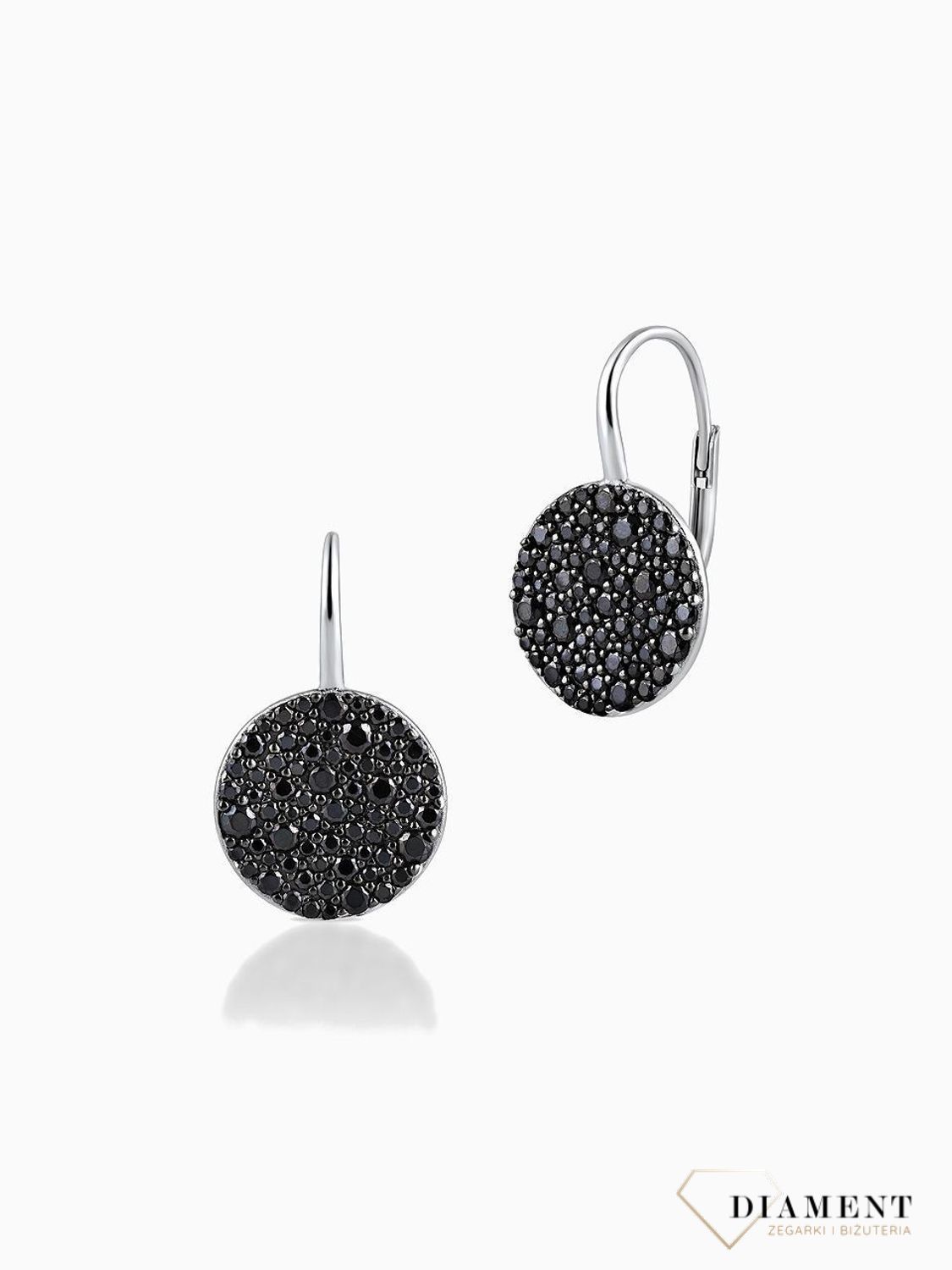 Kolczyki srebrne okrągłe czarna cyrkonia Dall'Acqua  K BY 84 099.jpg